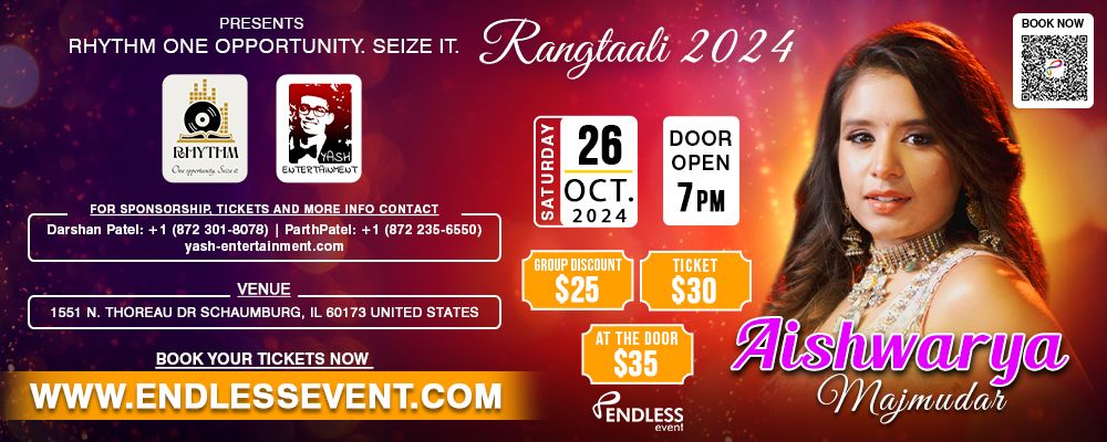 Rangtaali 2024 Live In Chicago With Aishwarya Majmudar | Events in Schaumburg | Endless Event