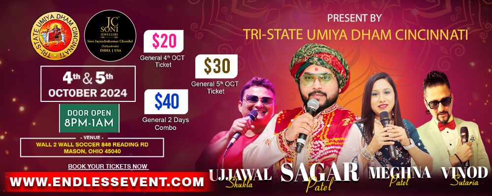 Sagar Patel Live in Ohio Presented by Tri State Umiya Dham Cincinnati | Events in Mason | Endless Event